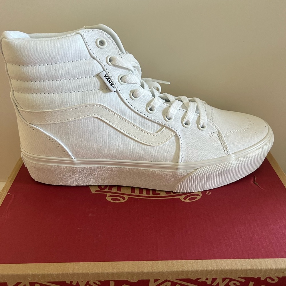 Vans White High-Top Filmore Sneakers, Platform, Women’s size 10, New